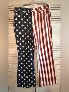 Judy Blue American Flag-Print Flare Jeans in Navy, Red & White
